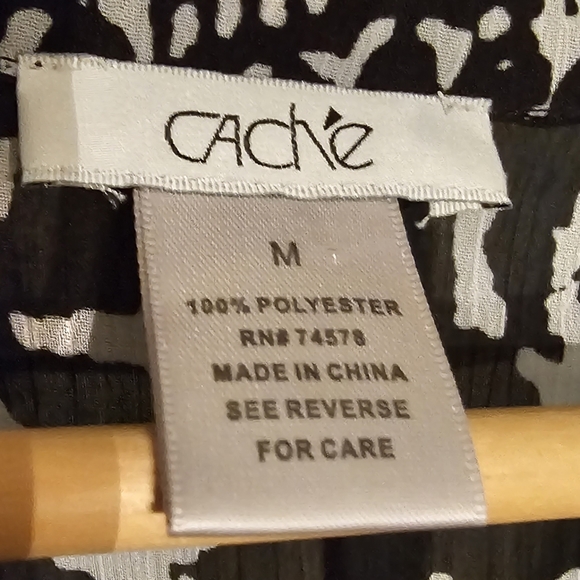 Vintage 90s Cache Sheer Blouse S Black White Pintuck V Neck Pullover - Picture 11 of 11